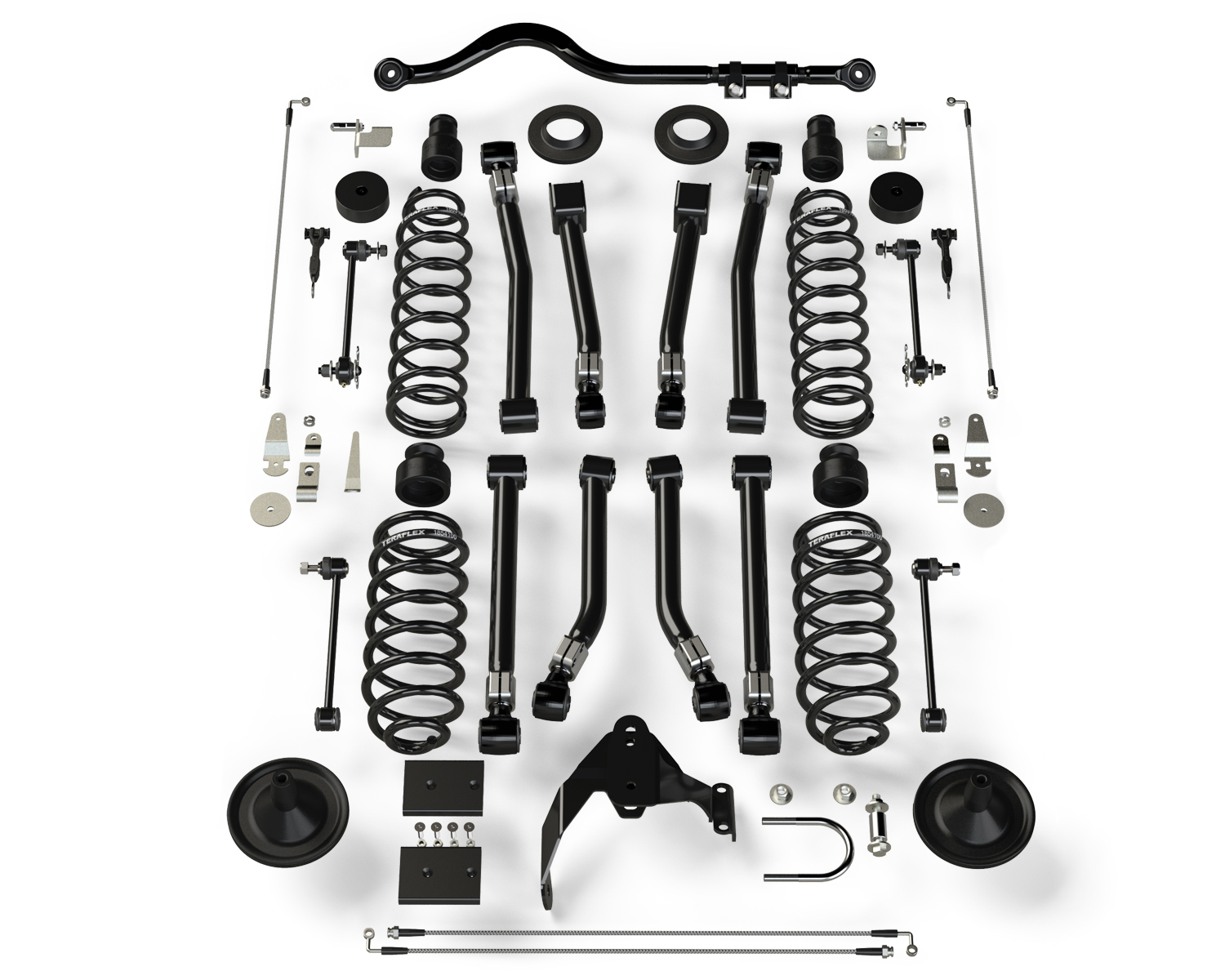 1156403-FNNT 07-18 Wrangler JK 2 Door 4 Inch Suspension System w/ 8 Alpine Short Control Arms No Shocks TeraFlex - Image 1