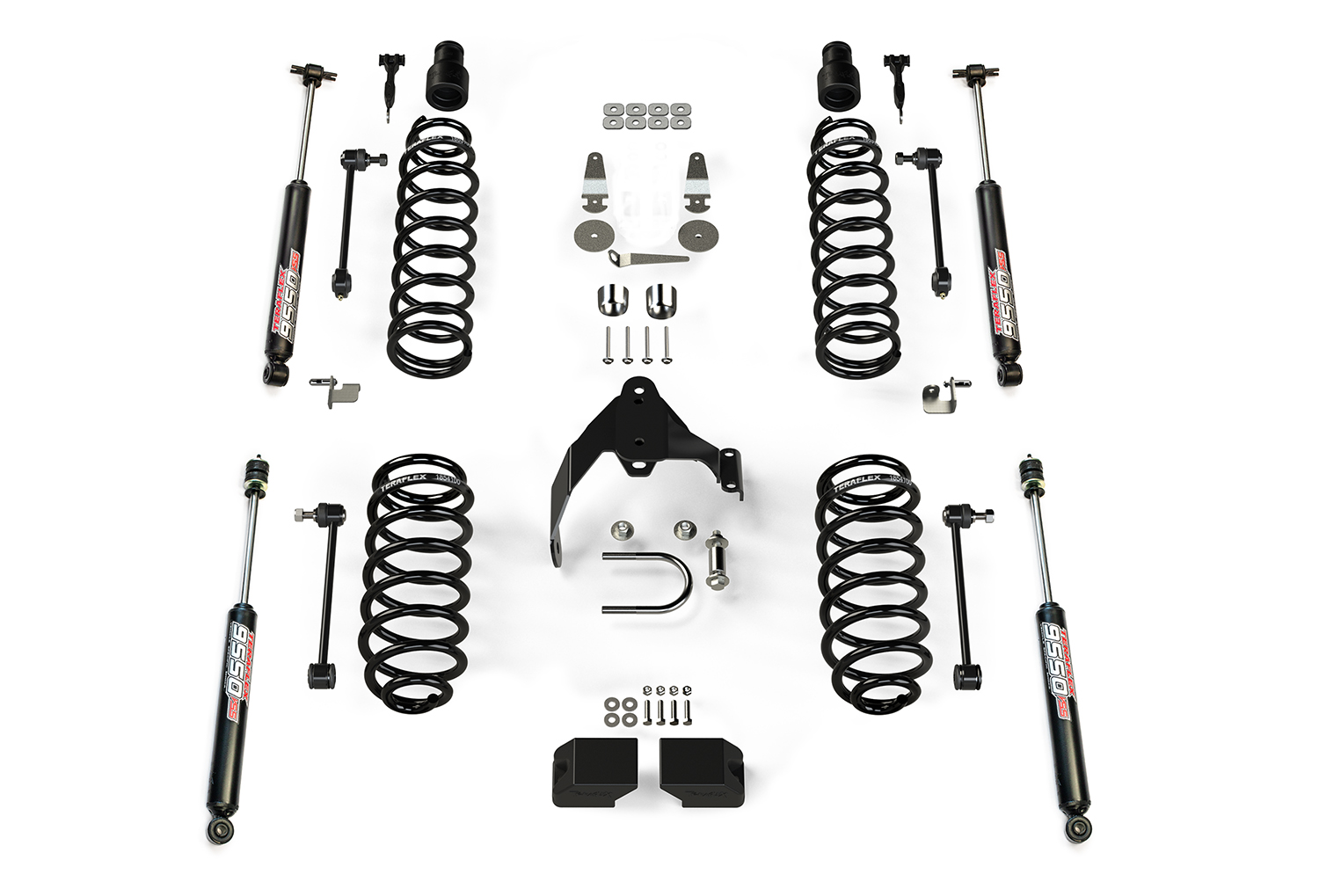 1251200-FNNT 07-18 Wrangler JK 4 Door 3 Inch Coil Spring Base Lift Kit & 9550 VSS Twin-Tube Shocks TeraFlex - Image 1