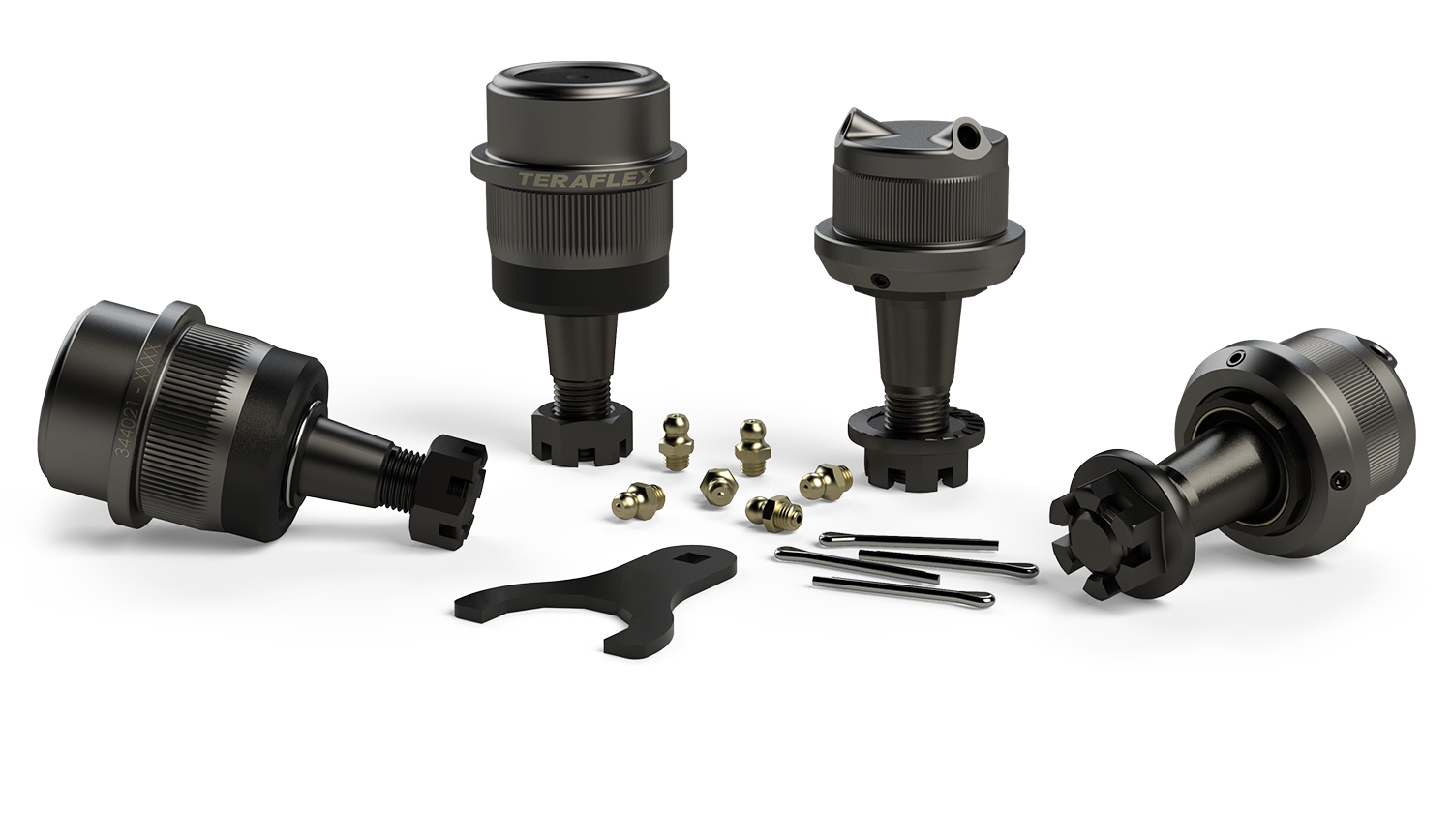 1353000-FNNT 97-06 Jeep Wrangler TJ Dana 30/44 HD Ball Joint Kit w/ Knurl 2 Upper & 2 Lower TeraFlex - الصورة 1