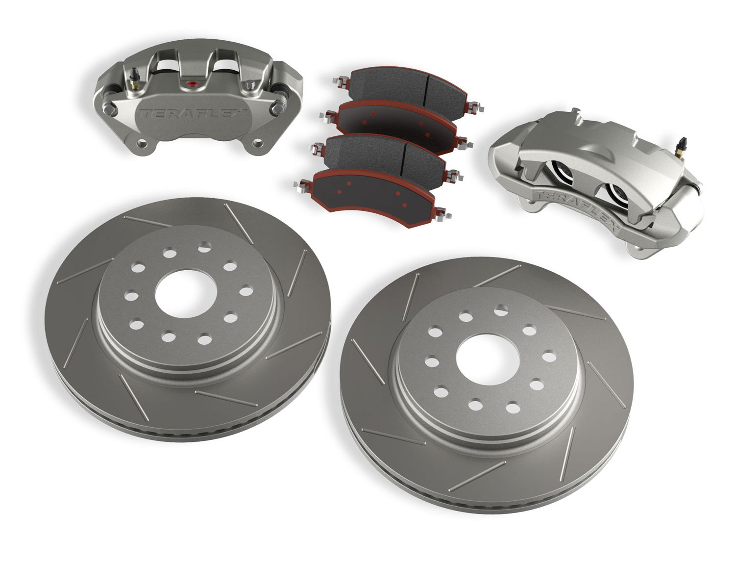 4303420-FNNT 07-18 Wrangler JK Front Big Brake Kit w/ Slotted Rotors 5x5 Inch & 5x5.5 Inch TeraFlex - Image 1