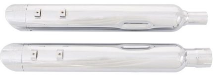 95 -16 Harley Davidson Touring Chrome B.A.M. Slip On Muffler Sticks Exhaust Pipes with 2.50 Inch Louvered Core Baffles (Medium) and Chrome Straight Cut Tips Tab Performance