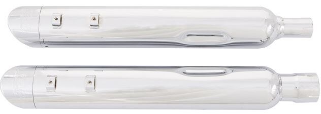 121-1294-C2-2.5-XNEBF 95 -16 Harley Davidson Touring Chrome B.A.M. Slip On Muffler Sticks Exhaust Pipes with 2.50 Inch Louvered Core Baffles (Medium) and Chrome Straight Cut Tips Tab Performance - Image 1