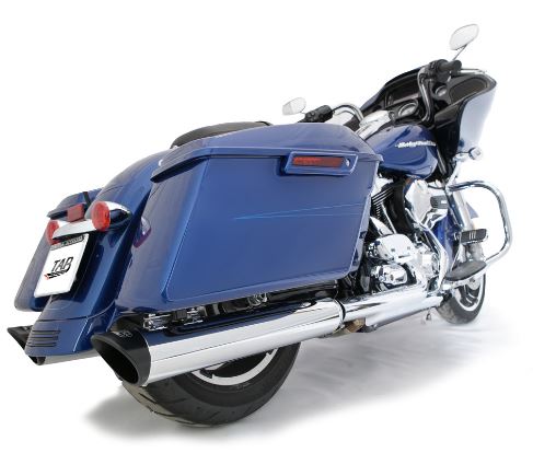 121-1295-B-Z_0-XNEBF 2017-Up Harely Davidson Touring Chrome B.A.M. Sticks Slip On Mufflers Exhaust Pipes with Zombie Baffles (Loud) and Black Slash Cut Tips Tab Performance - الصورة 1
