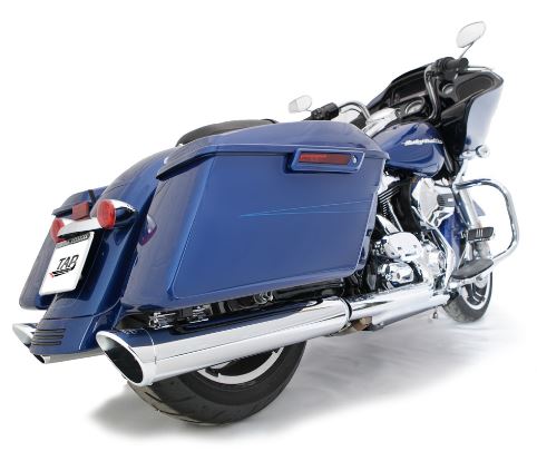 121-1297-C2-2.5_0-XNEBF 2017-Up 4.5 Inch Chrome Touring B.A.M. Sticks Slip On Mufflers Exhaust Pipes with 2.50 Inch Louvered Core Baffles (Medium) and 4.5 Inch Chrome Straight Cut Tip Tab Performance - Image 1