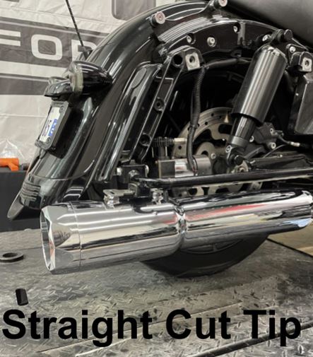 121-1299-C2-2.5-XNEBF 50 Cal 5 Inch Diameter Pipe Slip-On Mufflers Harley Davidson Touring Chrome 2.5 Inch Louvered Core Baffles (Medium) 5 Inch Chrome Straight Cut Tip Tab Performance - Image 1
