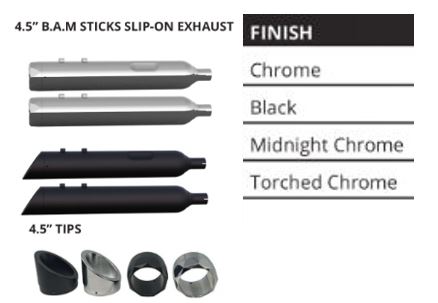 121-2293-N-2.5-XNEBF 2009-Up 4.5 Inch Black B.A.M Stick Slip-On Mufflers for Harley Davidson Trike Models 2.5 Inch Louvered Core Baffles (Medium) None Using Stock Cut or Other Tip Tab Performance - Image 1