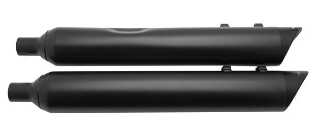 121-2294-B-2.5-XNEBF 95 -16 Harley Davidson Touring Black B.A.M. Slip On Muffler Sticks Exhaust Pipes with 2.50 Inch Louvered Core Baffles (Medium) and Black Slash Cut Tips Tab Performance - الصورة 1