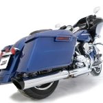 95 -16 Harley Davidson Touring Black B.A.M. Slip On Muffler Sticks Exhaust Pipes with 2.50 Inch Louvered Core Baffles (Medium) and Chrome Slash Cut Tips Tab Performance
