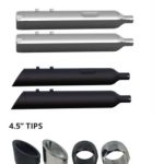 2017-Up 4.5 Inch Black Touring B.A.M. Sticks Exhaust Pipes with Zombie Baffles (Loud) and 4.5 Inch Black Straight Cut Tips Tab Performance