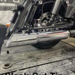50 Cal 5 Inch Diameter Pipe Slip-On Mufflers 17-Up Harley Davidson Touring Black Zombie Baffles (Loud) 5 Inch Chrome Slash Cut Tip Tab Performance