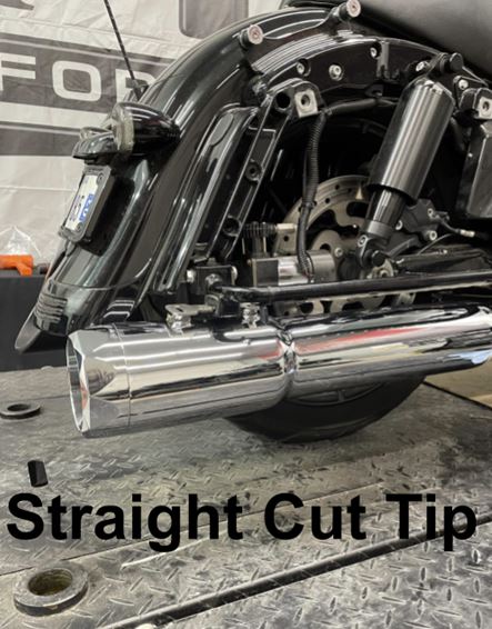 121-2298-C2-2.5_0-XNEBF 50 Cal 5 Inch Diameter Pipe Slip-On Mufflers 95-16 Harley Davidson Touring Black 2.5 Inch Louvered Core Baffles (Medium) 5 Inch Chrome Straight Cut Tip Tab Performance - الصورة 1