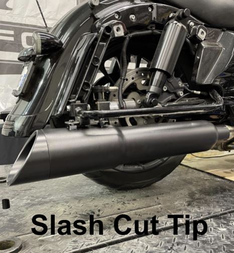 121-2299-B-Z_0-XNEBF 50 Cal Slip-On Mufflers 2017-Up Harley Davidson Touring Black Zombie Baffles (Loud) 5 Inch Black Slash Cut Tip Tab Performance - Image 1