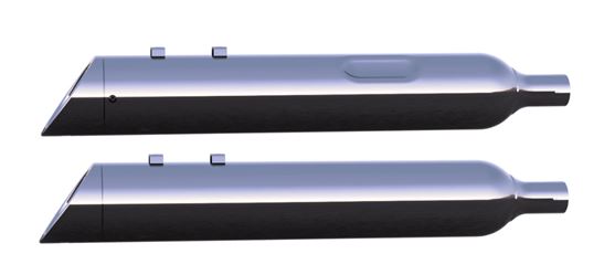 121-4297-M-2.5_1-XNEBF 4.5 Inch B.A.M Stick Slip-On Mufflers Midnight Chrome Midnight Chrome Slash Cut Tip 2.5 Inch Louvered Core Baffles (Medium) Tab Performance - الصورة 1