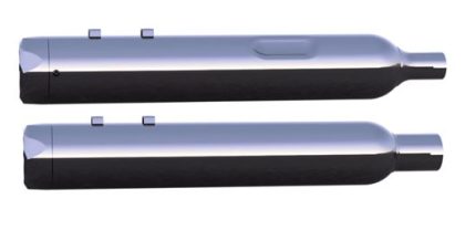 4.5 Inch B.A.M Stick Slip-On Mufflers Midnight Chrome Midnight Chrome Straight Cut Tip Zombie Baffles (Loud) Tab Performance