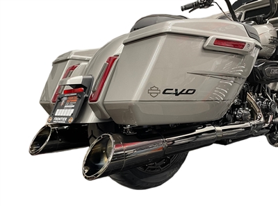 50 Cal 5 Inch Diameter Pipe Slip-On Mufflers 2017-Up Harley Davidson Touring Torched Chrome Zombie Baffles (Loud) 2017-Up None Using Stock Cut or Other Tip Tab Performance