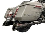 كاتم صوت 50 كالiber بقطر 5 بوصة، كاتم صوت انزلاقي، موديلات Harley-Davidson تورينغ 2017 وما فوق، كروم مشعل، حاجز محفز بقطر 2.5 بوصة (متوسط)، طرف مستقيم من الكروم المشعل، ميزة الأداء (تاب)