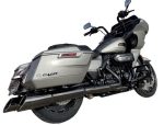 ⁦50 Cal 5 Inch Diameter Pipe Slip-On Mufflers 2017-Up Harley Davidson Touring Torched Chrome 2.5 Inch Louvered Core Baffles (Medium) Torched Chrome Straight Cut Tip Tab Performance⁩ - الصورة ⁦2⁩