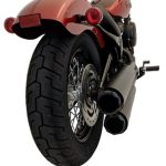 Softail Long Chrome Tip Slip On Muffler Compatible Exhaust Pipes with 2.25 Inch Louvered Core Baffles (Medium) 3.5 Inch Black Billet Aluminum Twist End Cap Tab Performance