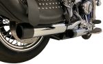 ⁦07 -17 Harley Davidson Softail Chrome Tip Slip On Muffler Compatible Exhaust Pipes 2.25 Inch Louvered Core Baffles (Medium) 3.5 Inch Black Billet Aluminum Twist End Cap Tab Performance⁩ - الصورة ⁦2⁩