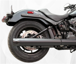 ⁦2025 Harley-Davidson Cruiser 2-1 Slip-On Mufflers Black Black Slash Cut Tip Redline Performance Baffle Tab Performance⁩ - الصورة ⁦2⁩