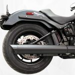 2025-Up Harley-Davidson Cruiser/Softail Cruiser 2-1 Slip-On Muffler 4 Inch Black Black Slash Cut Tip Zombie Baffle (Loud) Tab Performance