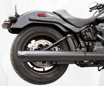 2025-Up Harley-Davidson Cruiser/Softail Cruiser 2-1 Slip-On Muffler 4 Inch Black Black Straight Cut Tip Zombie Baffle (Loud) Tab Performance