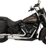 2025-Up Harley-Davidson Cruiser/Softail Cruiser 2-1 Slip-On Muffler 4 Inch Black Chrome Slash Cut Tip Zombie Baffle (Loud) Tab Performance