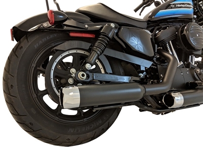 14 -Up Harley Davidson Sportster XL Black Tip Slip On Muffler Compatible Exhaust Pipes with Zombie Baffles (Loud) and Chrome Billet Aluminum Twist End Caps Tab Performance
