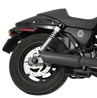 14-21 Harley Davidson Street 500/570 Black Tip Compatible Street Exhaust Pipes 2.25 Inch Louvered Core Baffles (Medium) 4 Inch Black Straight Cut Tip Tab Performance