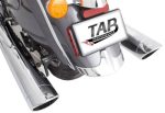 ⁦Indian Chrome Soft Bags B.A.M. 4.0 Inch Slip On Muffler Sticks Exhaust Pipes Soft Bags with 2.50 Inch Louvered Core Baffles (Medium) and Chrome Straight Cut Tips Tab Performance⁩ - الصورة ⁦3⁩