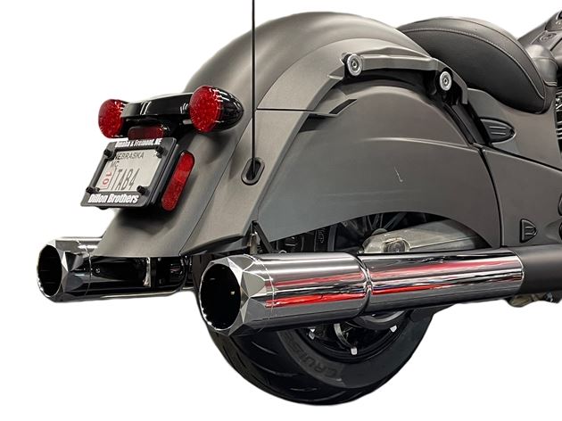 211-1294-B-2.5_1-XNEBF 4.5 Inch Indian Bagger Chrome Soft Bag B.A.M. Slip On Muffler Sticks Exhaust Pipes Soft Bags 2.5 Inch Louvered Core Baffles (Medium) 4.5 Inch Black Slash Cut Tip Tab Performance - الصورة 1