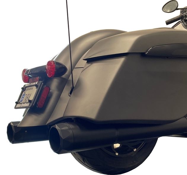211-1294-B2-2.5_1-XNEBF 4.5 Inch Indian Bagger Chrome Soft Bag B.A.M. Slip On Muffler Sticks Exhaust Pipes Soft Bags 2.5 Inch Louvered Core Baffles (Medium) 4.5 Inch Black Straight Cut Tip Tab Performance - الصورة 1