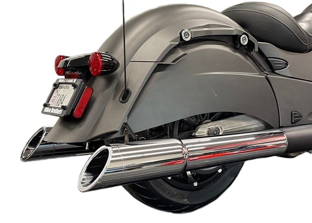 211-1294-ج-2.5-XNEBF 4.5 Inch Indian Bagger Chrome Soft Bag B.A.M. Slip On Muffler Sticks Exhaust Pipes Soft Bags 2.5 Inch Louvered Core Baffles (Medium) 4.5 Inch Chrome Slash Cut Tip Tab Performance - الصورة 1