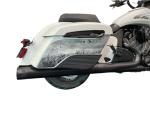 Indian Bagger Black Hard Bag B.A.M. 4.0 Inch Slip On Muffler Sticks Exhaust Pipes with 2.50 Inch Louvered Core Baffles (Medium) and Chrome Straight Cut Tips Tab Performance - Image 3