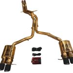 2010-2016 Audi B8, B8.5 S4, S5 3.0, 4.2L Catback T304 Stainless Steel Finished in Anodized Gold, Carbon Fiber 3.5 Inch Outlet Tips Valvetronic Designs