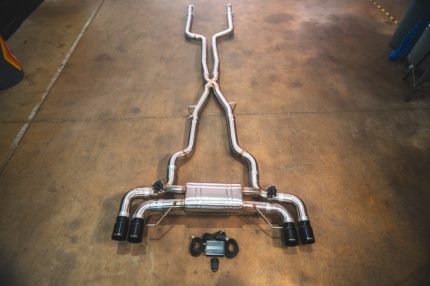 2017-2023 BMW G30, M550i 4.4L Catback Grade 5 Titanium Brushed 3.5 Inch Outlet Tips Valvetronic Designs