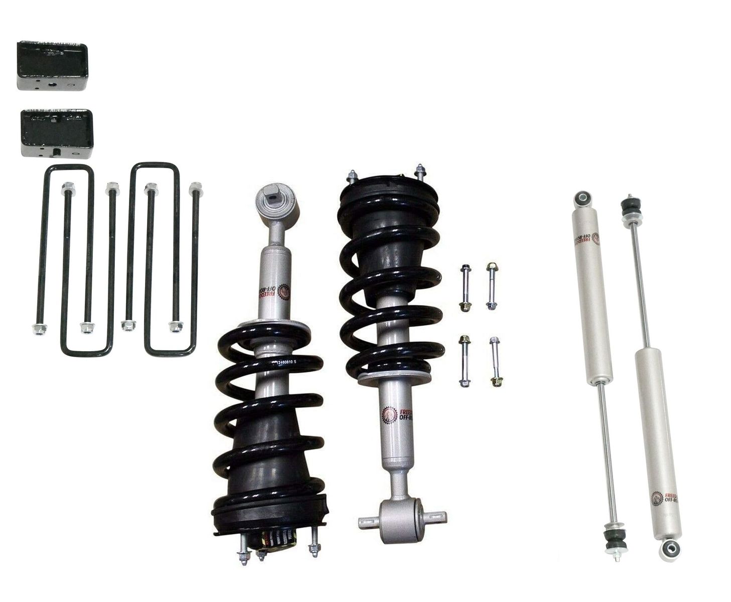 FO-F804-3-KIT-GHNX 3 Inch Lift Kit Front Struts w/ Rear Blocks and Shocks 04-08 Ford F-150/06-08 Lincoln Mark LT Freedom Off-Road - الصورة 1