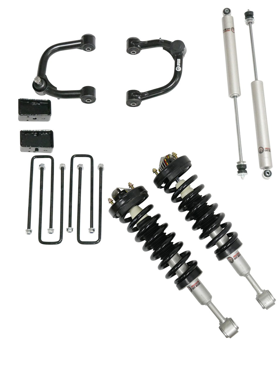 FO-F804-3-KITFO-F704FU_3-GHNX 3 Inch Lift Kit Front Struts w/ Rear Blocks, Shocks, and Control Arms 04-08 Ford F-150/06-08 Lincoln Mark LT Freedom Off-Road - الصورة 1