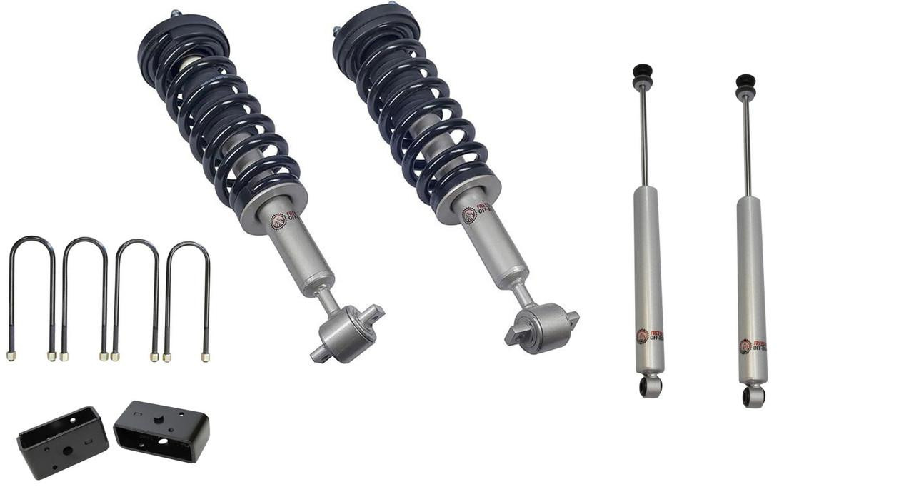 FO-F805-3-RWD-KIT-GHNX Front 3 Inch Lift Struts w/ Rear 2 Inch Blocks and Shocks (RWD Only) 2021-Present Ford F-150 Freedom Off-Road - الصورة 1