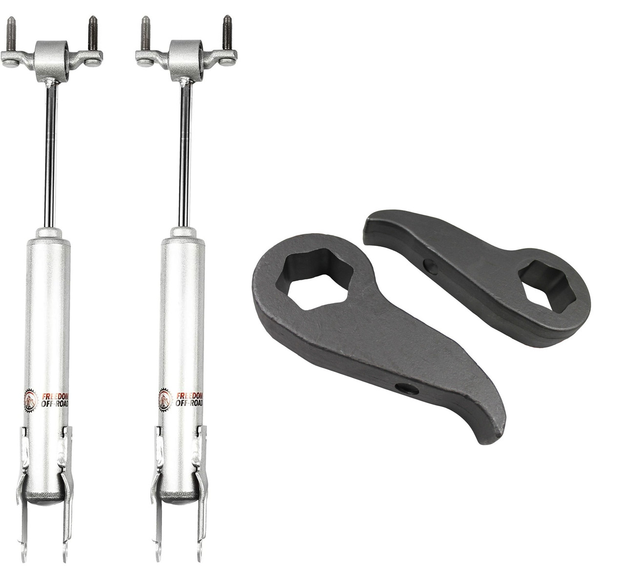 FO-G105FFO-G304F-GHNX 1 Inch-3 Inch Leveling Kit Torsion Keys and Front Shocks 20-Present Chevrolet/GMC 2500HD/3500HD Freedom Off-Road - Image 1