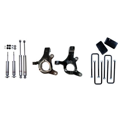3 Inch Lift Spindles 2 Inch Rear Lift Blocks w/ U Bolts + Shocks 99-06 Silverado/Sierra 1500 RWD Freedom Off-Road
