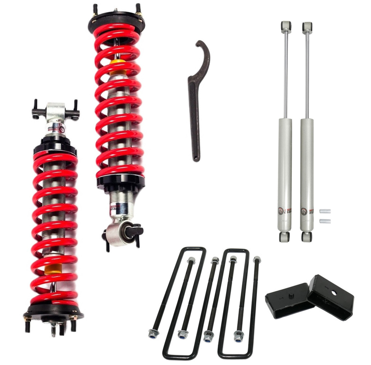 FO-G903-KIT_3-GHNX 1-4 Inch Adjustable Coilovers 3 Inch Rear Blocks w/U Bolts and Shocks 07-19 Silverado/Sierra 1500 Freedom Off-Road - الصورة 1