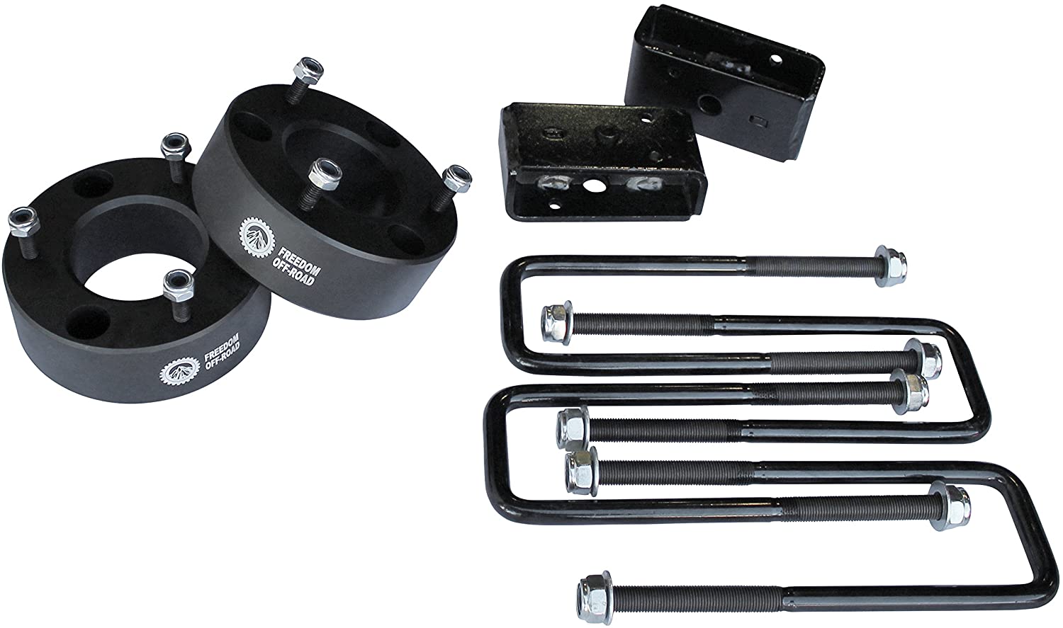 FO-N601-2AL-GHNX 3 Inch Front Strut Spacers 2 Inch Rear Lift Blocks w/U Bolts 05-23 Titan Freedom Off-Road - Image 1