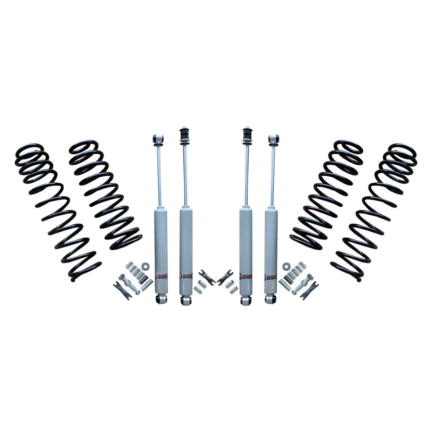 FO-SH301FO-J107F25FO-J107R20_1-GHNX 2.5 Inch Front / 2.0 Inch Rear Lift Springs w/ Shocks 99-04 Grand Cherokee Freedom Off-Road - Image 1