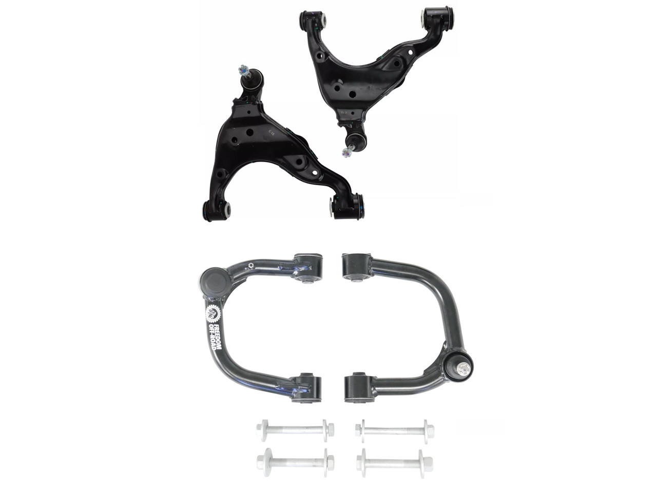 FO-T705FUFO-T705-1FL-GHNX Front Upper and Lower Control Arms w/ Cam Bolts For 2-4 Inch 1995-2004 Toyota Tacoma Lift Freedom Off-Road - Image 1