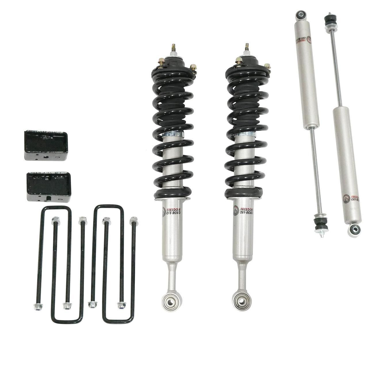 FO-T803-2-KIT-GHNX Front 2 Inch Lift Struts w/ Rear 2 Inch Blocks and Shocks 2007-2021 Toyota Tundra Freedom Off-Road - Image 1