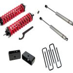 1-4 Inch Adjustable Coilovers 3 Inch Rear Lift Block and U-bolts Rear Shocks 07-21 Toyota Tundra Freedom Off-Road