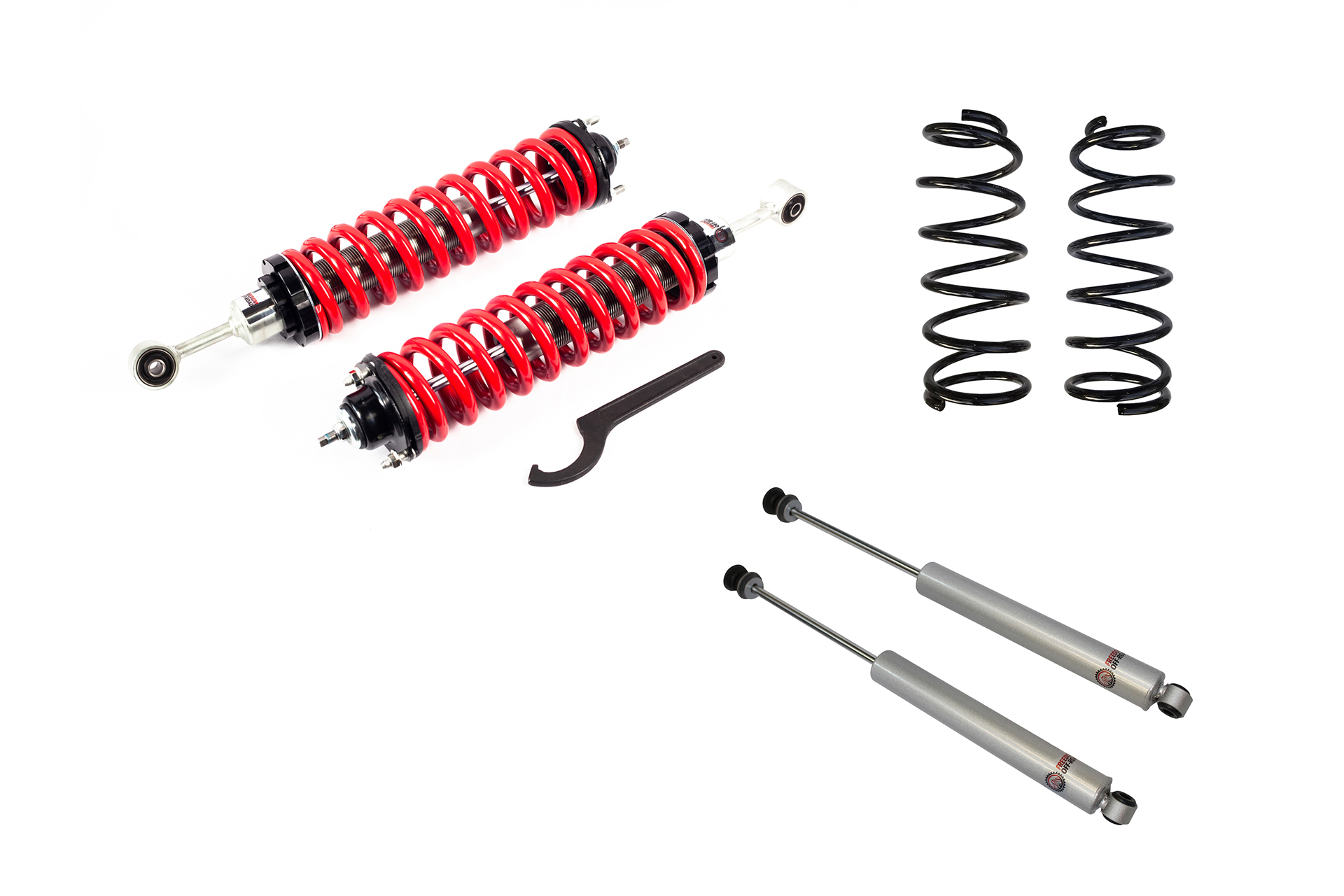 FO-T905-2-KIT-GHNX 1-4 Inch Adjustable Coilovers 3 Inch Rear Lift Springs and Rear Shocks 96-02 4Runner Freedom Off-Road - Image 1