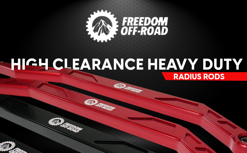 FOP-P703RL-ADJ-RE_4-GHNX High Clearance Heavy Duty Radius Rod Set (4) - Red 14-16 Polaris RZR Freedom Off-Road - Image 1