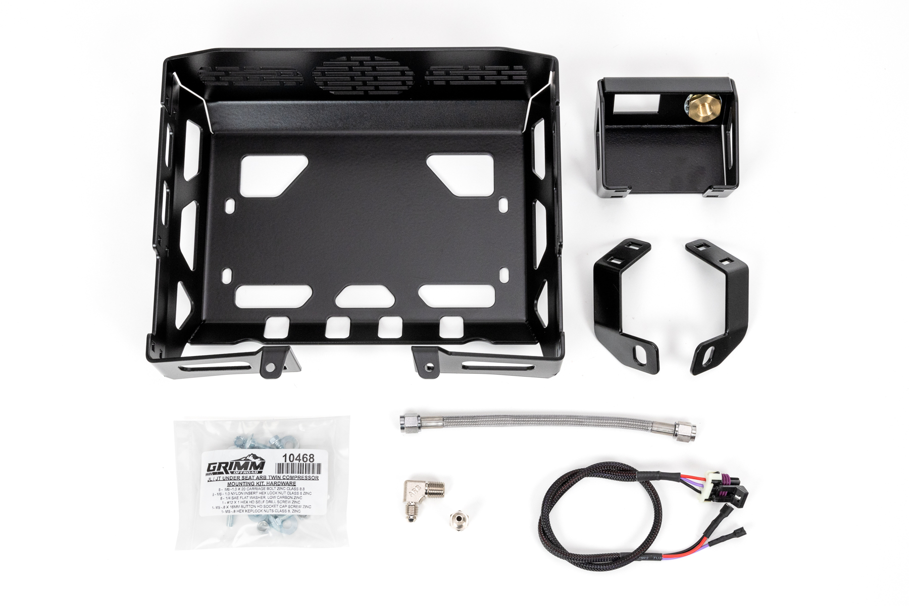 GOR10163-JZBB Jeep Wrangler JL/JLU & Gladiator JT Arb Twin Compressor Under Seat Mounting Bracket Kit Grimm Offroad - Image 1